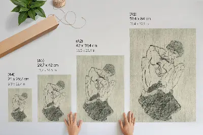 Sieninis plakatas Egono Schiele'o grafikos darbai iš MET kolekcijos, moteriškas linijinis piešinys (1971 m.)