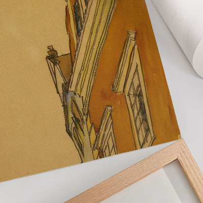 Plakatas Pastato (namo Krumau) priekinis vaizdas (1910 m.), Egon Schiele