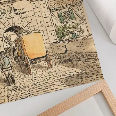 Plakatas Egon Schiele kūrinys „Miesto vartai su karieta“ (studentų darbas)