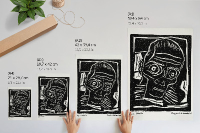 Dekoratyvinis plakatas „Die Aktion“, 6 metai, nr. 39/40 (1916), Egono Schiele'o abstrakti galvos iliustracija