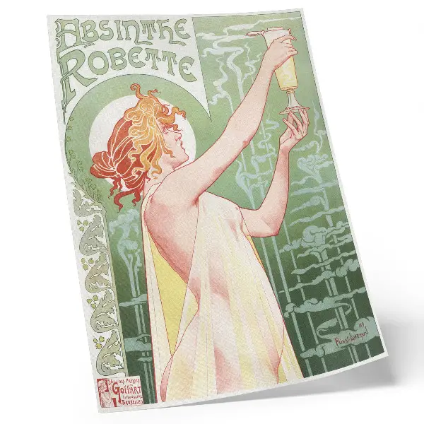 Dekoratyvinis plakatas „Absinthe Robette“ chromolitografija pagal Privat Livemont (1896 m.)