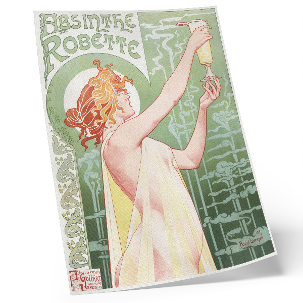 Dekoratyvinis plakatas Absinthe Robette chromolitografija „Privat Livemont“ (1896 m.)