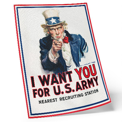 Plakatas Ieškomas plakatas Amerikos kareiviams, estetiška Jameso Montgomery Flaggo litografija