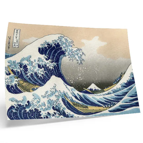 Plakatas Didžioji Kanagavos banga Hokusai sukurtas japoniškas ukijo-e stiliaus medžio raižinys 1760–1849 m.