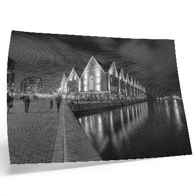 Plakatas ant drobės Monochromatinė architektūra su atspindžiu vandenyje