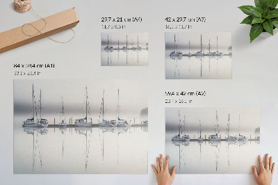 Plakatas Rūkota prieplauka ramios jachtos atspindys
