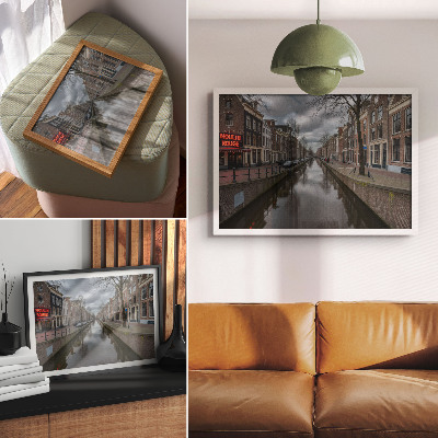 Plakatas Kanalas, švelni architektūra, atmosferinis dangus