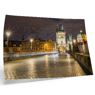 Plakatas ant drobės Žavingas naktinis miestas, apšviestas tilto architektūra
