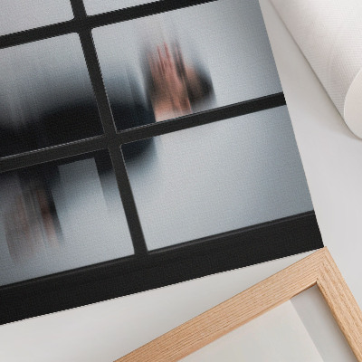 Plakatas ant drobės Juodas siluetas už stiklinio rėmo, pilkas minimalizmas
