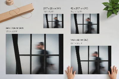 Plakatas ant drobės Juodas siluetas už stiklinio rėmo, pilkas minimalizmas