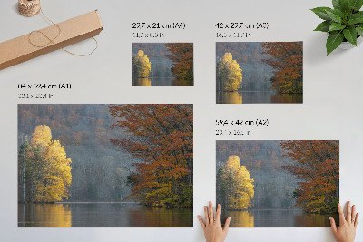 Spauda ant drobės Rudens spalvos, ežeras, rami atmosfera, harmonija