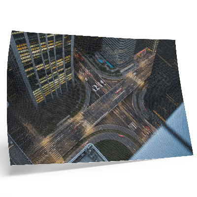 Plakatas Miesto panorama iš viršaus, šviesos naktį, modernumas