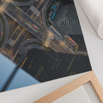 Plakatas Miesto panorama iš viršaus, šviesos naktį, modernumas