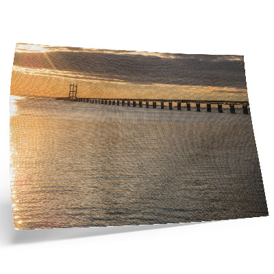 Plakatas Tiltas horizonte, apšviestas saulės
