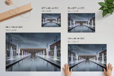 Spauda ant drobės Fontanai ir architektūra, modernus apšvietimas