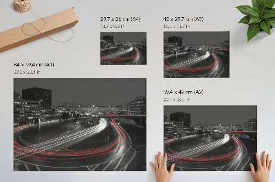 Plakatas Naktinio miesto šviesų dinaminis judėjimas