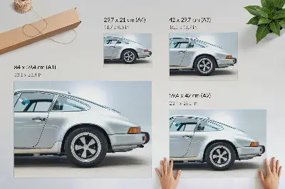 Plakatas klasikinis sportinis elegantiško ir prašmatnaus stiliaus automobilis