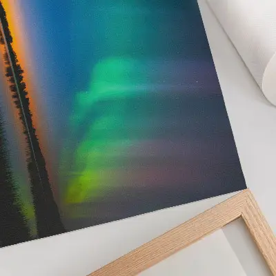 Plakatas ant drobės pašvaistė virš ežero su magiška atmosfera