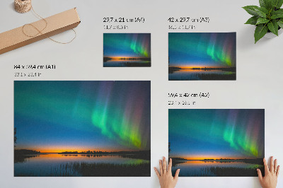 Plakatas ant drobės Pašvaistė virš ežero, magiška atmosfera