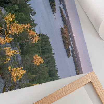 Plakatas Pušyno salos ežeras pastelinis dangus