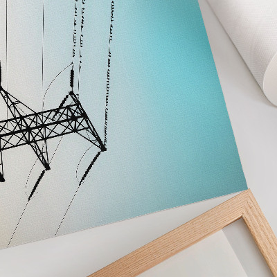 Plakatas ant drobės Paukščiai ant elektros linijų mėlyname danguje