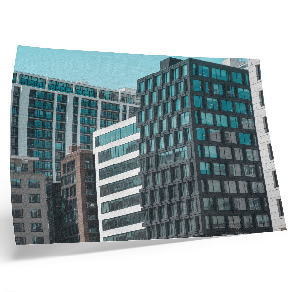 Plakatas Šiuolaikiniai pastatai stiklo geometrijos harmonija