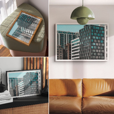 Plakatas Šiuolaikiniai pastatai stiklo geometrijos harmonija