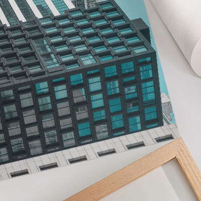 Plakatas Šiuolaikiniai pastatai stiklo geometrijos harmonija