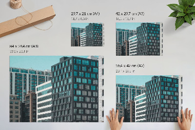 Plakatas Šiuolaikiniai pastatai stiklo geometrijos harmonija
