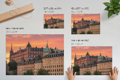 Plakatas ant drobės Saulėlydis, žavūs pastatai, istorinė atmosfera