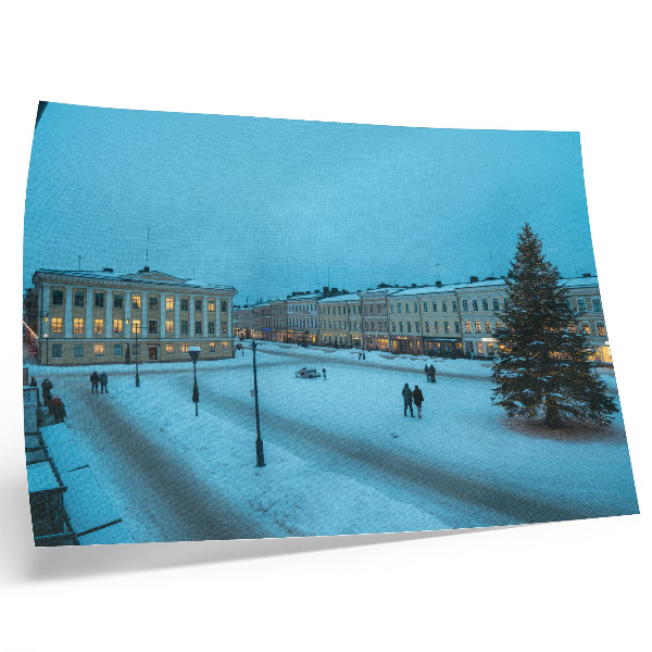 Plakatas Žiemos peizažas, klasikinė architektūra, kalėdinė atmosfera