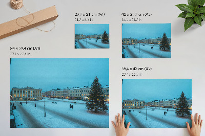 Plakatas Žiemos peizažas, klasikinė architektūra, kalėdinė atmosfera