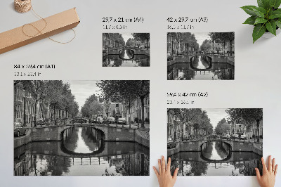 Plakatas Juodai balti tiltai ir kanalų miesto erdvė