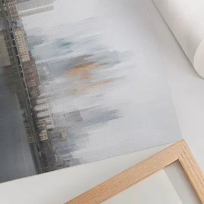 Plakatas rūkoto miesto pastelinis atspindys moderniam interjerui