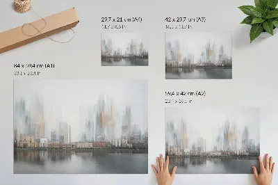 Plakatas rūkoto miesto pastelinis atspindys moderniam interjerui