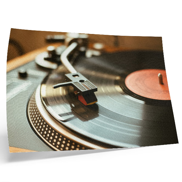 Plakatas Nostalgiškas vintažinis muzikinės atmosferos gramofonas