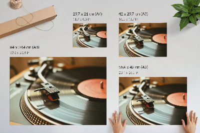 Plakatas Nostalgiškas vintažinis muzikinės atmosferos gramofonas
