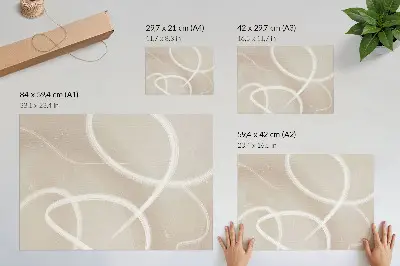 Plakatas subtilios smėlio spalvos bangos ir linijos