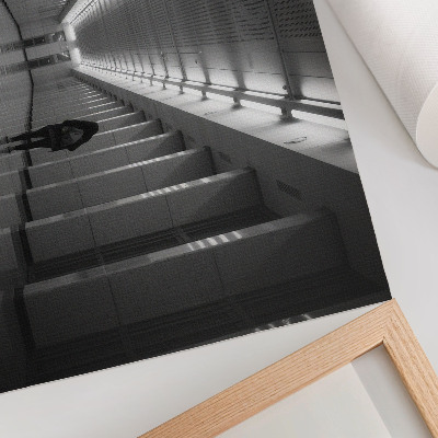 Plakatas ant drobės Monochromatinis koridorius su kolonomis