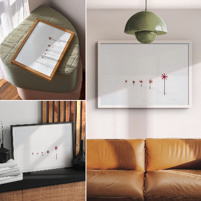 Plakatas Minimalistinės žiemos baltos ir raudonos žvaigždės