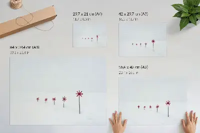 Plakatas minimalistinės baltos ir raudonos žiemos žvaigždės
