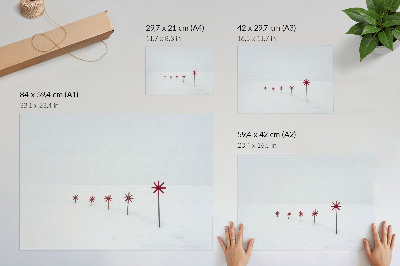 Plakatas Minimalistinės žiemos baltos ir raudonos žvaigždės