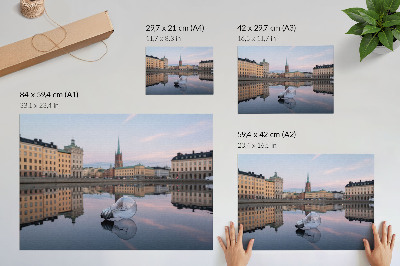 Plakatas Pastatų atspindžiai pasteliniais atspalviais