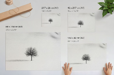Plakatas ant drobės Minimalistinis žiemos medžio peizažo harmonijos motyvas