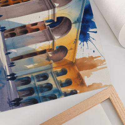 Plakatas Miesto architektūros akvarelės dėmės elegantiškos arkos