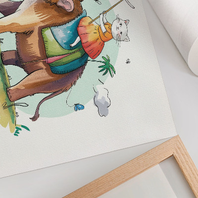 Plakatas ant drobės Katė ant mamuto fantazijos gamtos magijos