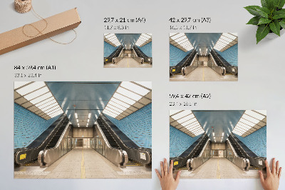 Plakatas ant drobės Mėlynos plytelės modernūs laiptai simetrija