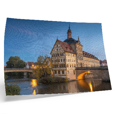 Plakatas ant drobės Istorinis pastatas, tiltas, vanduo, mėlynas dangus