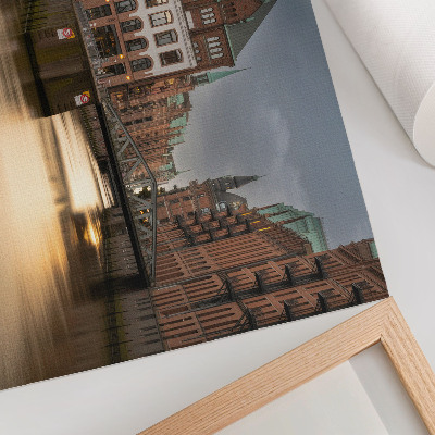 Plakatas Atmosferinė architektūra, tiltas, vakaras, ramus vanduo