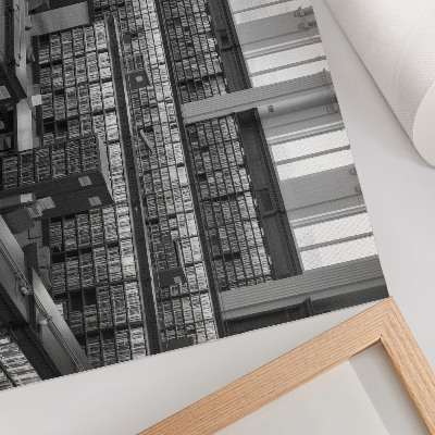 Plakatas ant drobės Klasikinė biblioteka su medinėmis lentynomis